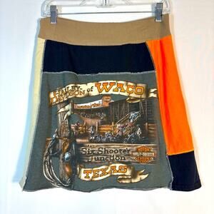 Harley-Davidson Women's Orange and Black Patchwork DIY Mini Skirt W0453